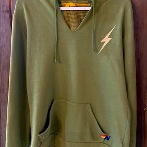 Aviator Nation Jungle Green Split Neck Hoodie Unisex Size L
